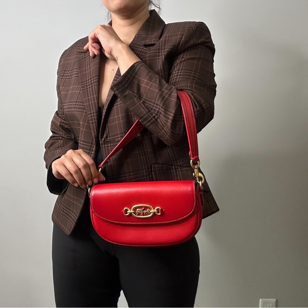 Coach Red Leather Shoulder Bag